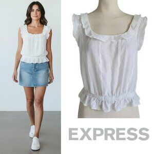 Express Milkmaid Cottagecore Ruffled Sleeveless Peplum Feminine Top 100% Cotton